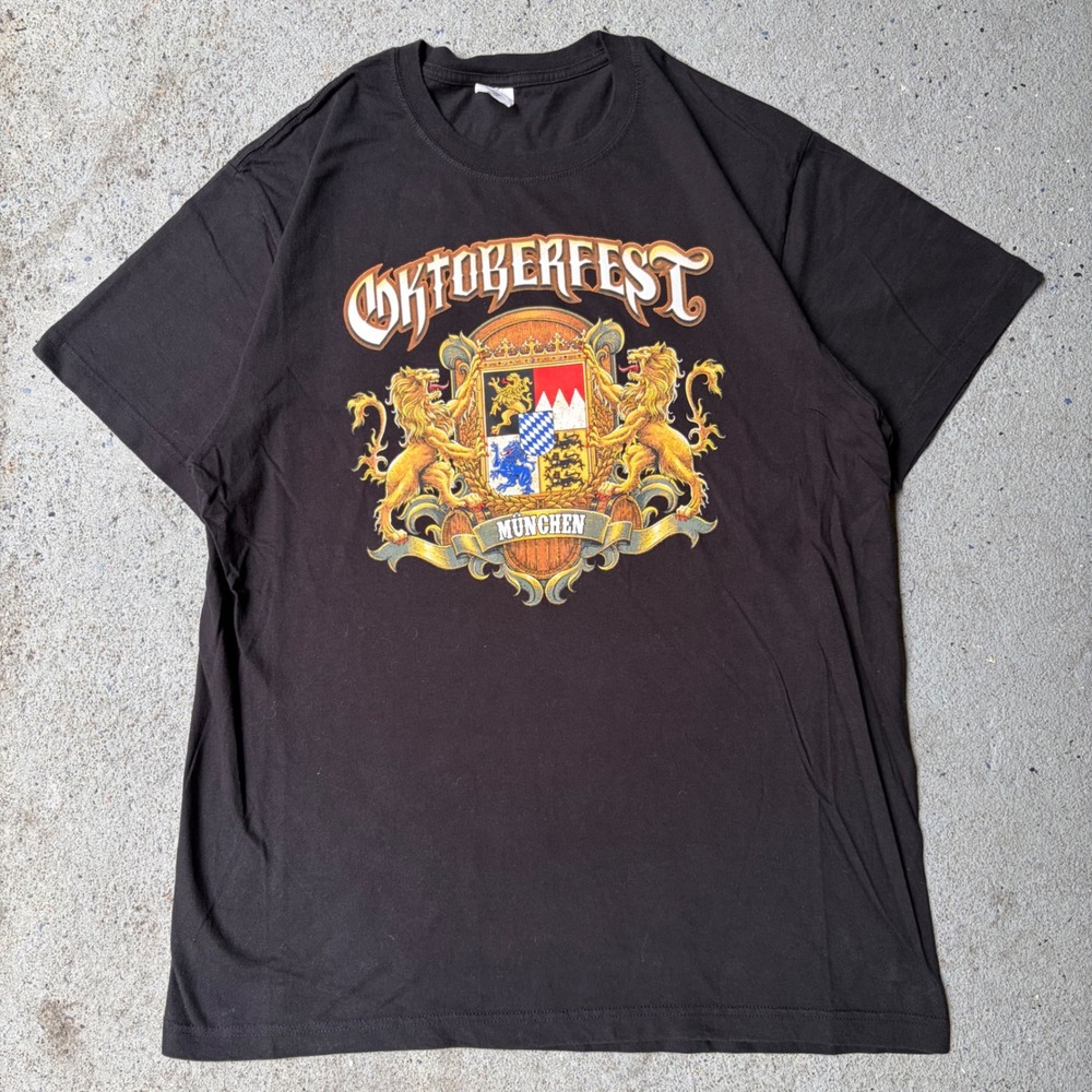 Stedman Mens Oktoberfest Munchen Graphic T-Shirt Black XL ST2100 Lion Crest